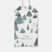 Waterverf Winter Bos Vakantie Cadeaulabel (Voorkant)