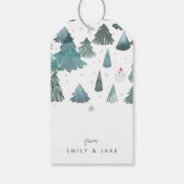 Waterverf Winter Bos Vakantie Cadeaulabel (Achterkant)