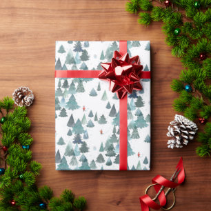 Waterverf Winter Bos Vakantie Cadeaupapier