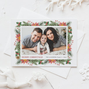 Waterverf Winter Botanicals: kerstfoto Feestdagenkaart