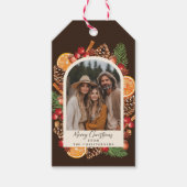 Waterverf Winter Botanische Foto Kerst Cadeaulabel (Voorkant)