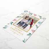 Waterverf Winter Botanische Lijst kerstfoto Folie Feestdagenkaart (Gedraaid)