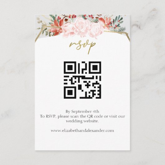 Waterverf Winter bruiloft details | RSVP | QR-code Informatiekaartje (Achterkant)