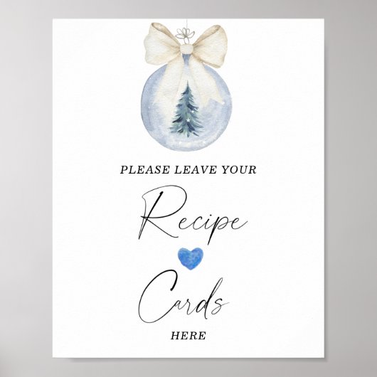 Waterverf winter bubbel je recept card hier poster (Voorkant)