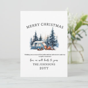 Waterverf Winter Camping Forest Outdoor Christmas Feestdagenkaart