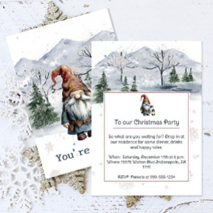 Waterverf Winter Christmas Gnome Holiday Party Kaart