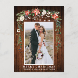 Waterverf Winter Floral Pas getrouwd Kerstmis Briefkaart