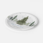 Waterverf Winter Forest Blue Baby shower Papieren Bordje (Gekanteld)