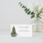 Waterverf Winter Forest Grijze Luier Raffle Ticket Informatiekaartje (Staand voorkant)