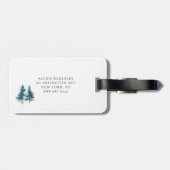 Waterverf Winter Forest Monogram Bagagelabel (Achterkant horizontaal)