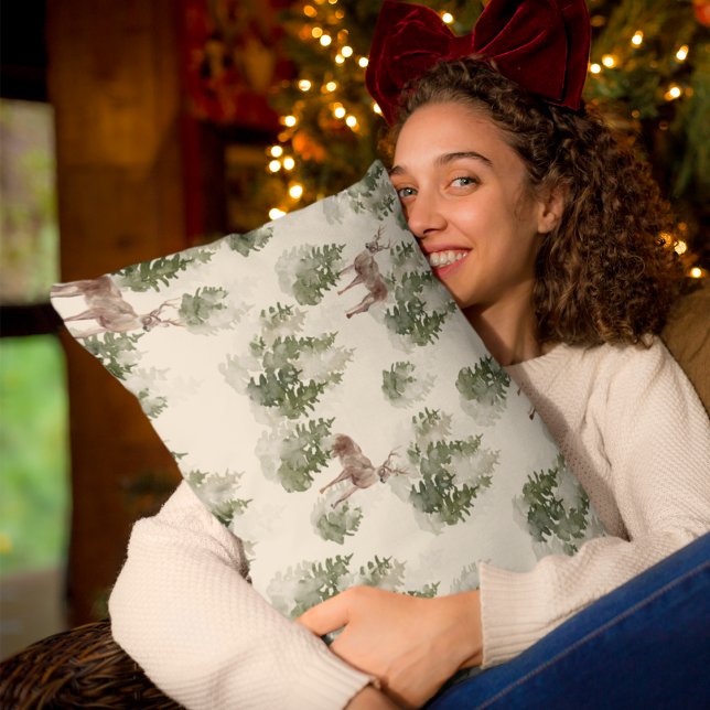 Waterverf Winter Forest Seamless Pattern Accent Kussen (Creator heeft geüpload)