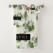 Waterverf Winter Forest Seamless Pattern Bad Handdoek (Insitu)