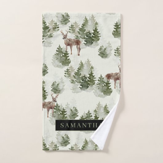 Waterverf Winter Forest Seamless Pattern Bad Handdoek (Handdoek)