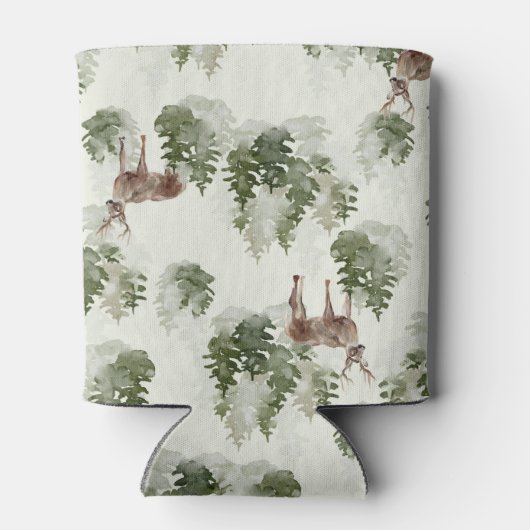 Waterverf Winter Forest Seamless Pattern Blikjeskoeler (Achterkant)