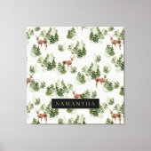 Waterverf Winter Forest Seamless Pattern Canvas Afdruk (Voorkant)