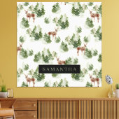 Waterverf Winter Forest Seamless Pattern Canvas Afdruk (Insitu (Woonkamer))