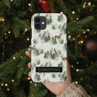Waterverf Winter Forest Seamless Pattern