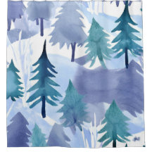 Waterverf Winter Forest Seamless Pattern