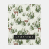 Waterverf Winter Forest Seamless Pattern Fleece Deken (Voorkant)