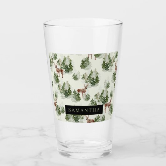 Waterverf Winter Forest Seamless Pattern Glas (Voorkant)