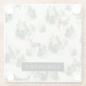 Waterverf Winter Forest Seamless Pattern Glazen Onderzetter (Achterkant)