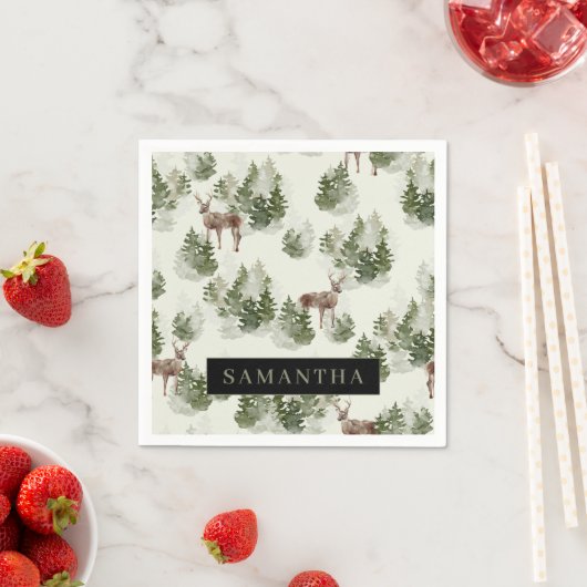 Waterverf Winter Forest Seamless Pattern Servet (Insitu)