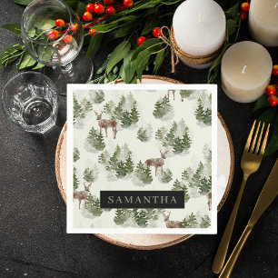 Waterverf Winter Forest Seamless Pattern Servet
