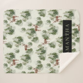 Waterverf Winter Forest Seamless Pattern Sherpa Deken (Voorkant (horizontaal))