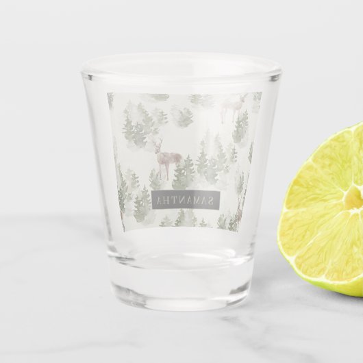 Waterverf Winter Forest Seamless Pattern Shot Glas (Achterkant)
