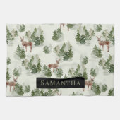 Waterverf Winter Forest Seamless Pattern Theedoek (Horizontaal)