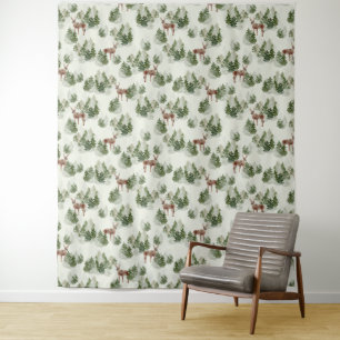 Waterverf Winter Forest Seamless Pattern Wandkleed