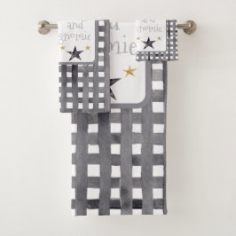 Waterverf Winter Gnome op Buffalo Check Christmas Bad Handdoek