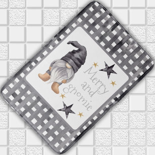 Waterverf Winter Gnome op Buffalo Check Christmas Badmat