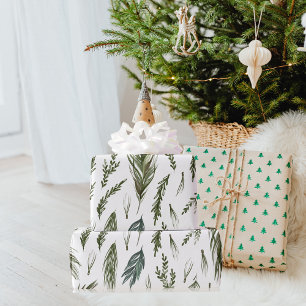 Waterverf Winter Green Seamless Pattern Cadeaupapier