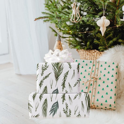 Waterverf Winter Green Seamless Pattern Cadeaupapier