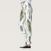 Waterverf Winter Green Seamless Pattern Leggings (Links)