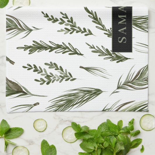 Waterverf Winter Green Seamless Pattern Theedoek (Gevouwen)