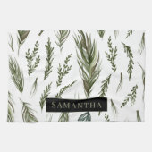 Waterverf Winter Green Seamless Pattern Theedoek (Horizontaal)