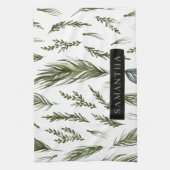 Waterverf Winter Green Seamless Pattern Theedoek (Verticaal)