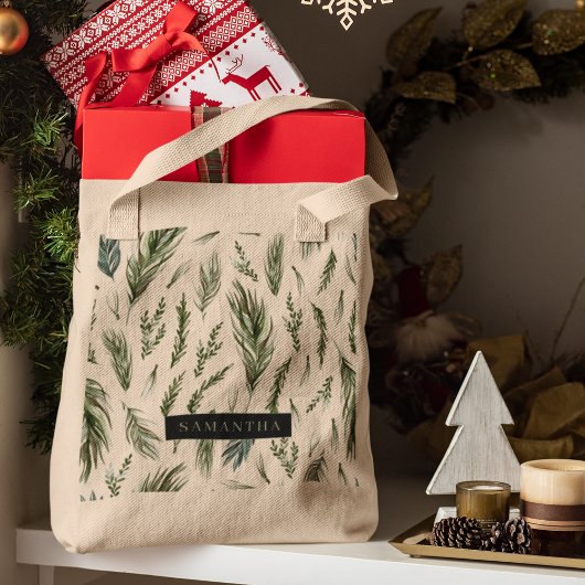Waterverf Winter Green Seamless Pattern Tote Bag