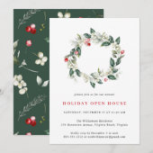 Waterverf Winter Greenery Holiday Open House Kaart (Voorkant / Achterkant)
