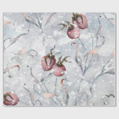 Waterverf Winter Holly Berries en sneeuwkerst Cadeaupapier (Vlak)