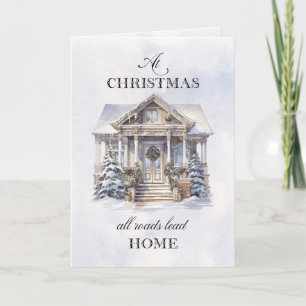 Waterverf Winter Home Kerstmis Groeten Feestdagen Kaart