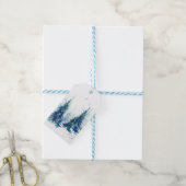 Waterverf winter kerstboom moderne tijd cadeaulabel (Met Touw)