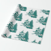 Waterverf Winter Kerstbos Trees Cadeaupapier (Uitgerold)