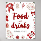 Waterverf Winter Kerstmis Eten en Drinken Sign Poster (Voorkant)