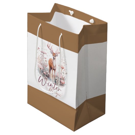 Waterverf Winter Magische Herten Medium Cadeauzakje (Voorkant Gekanteld)