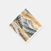 Waterverf Winter Mountain Valley Servet (Hoek)