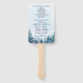 Waterverf Winter Pine Forest Wedding Programma Handwaaier (Achterkant)