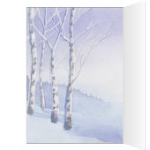 Waterverf Winter Pine Tree Birch Holiday Kaart (Binnen (Links))